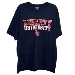 Liberty University Navy Blue Champion 100% Cotton Short Sleeve T-Shirt